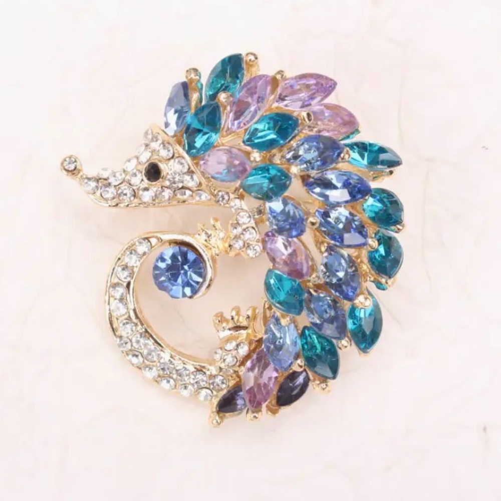 NWOT - Colorful Crystal Hedgehog Brooch
